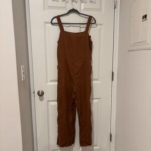 Everlane Linen Side-Button Jumpsuit | Carob Brown